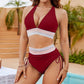 ⛱️ S-4XL 🌺 Seturi de bikini color block cu talie înaltă pentru modelarea burticii 🌈👙
