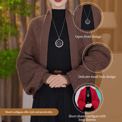 🎀 Jacheta șal tricotată cu model ajurat, la modă