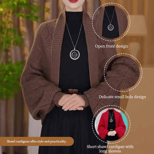 🎀 Jacheta șal tricotată cu model ajurat, la modă