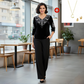 💞Set top și pantaloni din catifea cu strasuri pentru femei