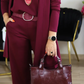 🎁Primiți un colier gratuit💝Set elegant din trei piese cu un cardigan lung (include o bluză și pantaloni)