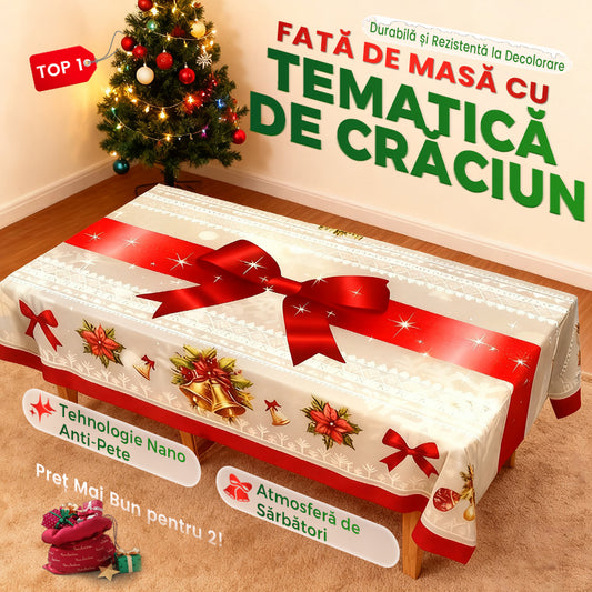 🔥✨Fată de masă elegantă cu imprimeu de Crăciun