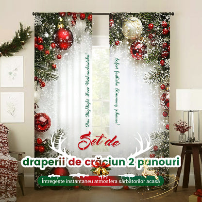 🎄🎅 Set de 2 perdele de fereastră de Crăciun pentru decorarea interiorului 🏡🎁