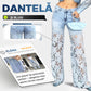 👖Blugi moderni din denim cu petice de dantelă