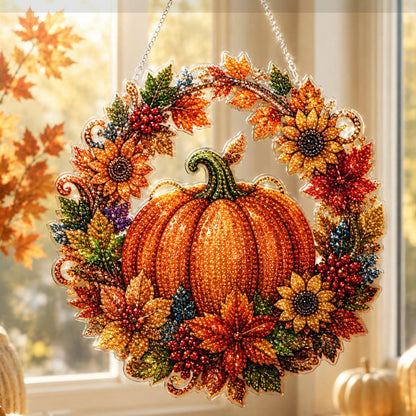 🔥⚡ Peste 50 000 de bucăți vândute! 🎁🍂 Decorațiune de toamnă de agățat – ghirlandă cu dovleci pentru pictură cu diamante, set complet DIY
