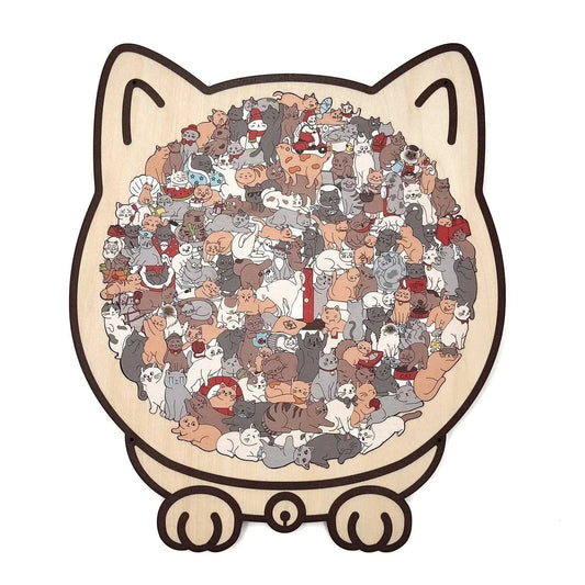 🎁Cadoul drăguț de Crăciun🎅 Puzzle din lemn de 135 de piese în formă de pisică în culorile Morandi