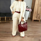 🎁Primiți un colier gratuit💝Set elegant din trei piese cu un cardigan lung (include o bluză și pantaloni)