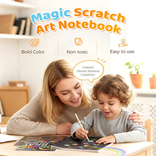 🌈Caiet creativ pentru artă scratch cu curcubeu