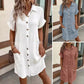 💕de cămașă casual cu buzunar pentru femei cu mânecă scurtă și butonată👗