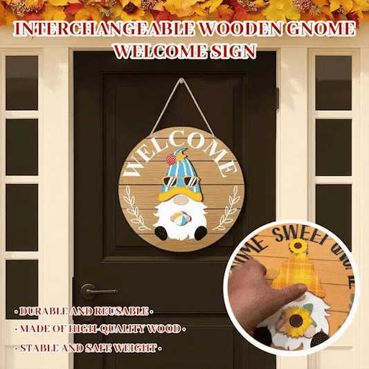 Promoție sezonieră🌟Festivalul creativității pe tot parcursul anului!🎄Placă de bun venit cu pitici din lemn interschimbabili🎈