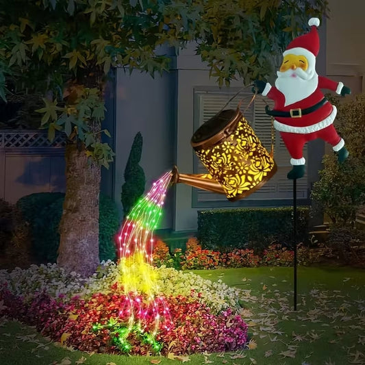 🎁 🎅✨ Lampă solară cu tijă de împământare și formă de Moș Crăciun