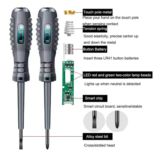 Detector de electricitate cu șurubelniță magnetică puternică cu cuplu ridicat 2-in-1