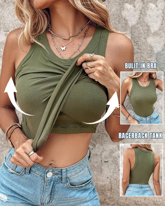 🔥⚡ Peste 50.000 de bucăți vândute! 💖 Tricou cu bretele, cu dungi și material elastic, cu sutien integrat