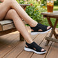 Sandale retro cu talpă înaltă din material flyknit pentru femei