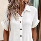 💕de cămașă casual cu buzunar pentru femei cu mânecă scurtă și butonată👗