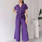 💖 Femeii V-Neck cu mânecă scurtă Casual Jumpsuit