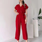 💖 Femeii V-Neck cu mânecă scurtă Casual Jumpsuit