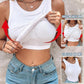 🔥⚡ Peste 50.000 de bucăți vândute! 💖 Tricou cu bretele, cu dungi și material elastic, cu sutien integrat