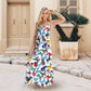 Rochie maxi cu imprimeu fluture și decolteu spaghete