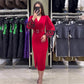 Rochie elegantă cu decolteu în V, de culoare roșie, pentru femei