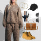 Set elegant de top și pantaloni cu imprimeu leopard