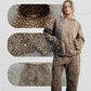 Set elegant de top și pantaloni cu imprimeu leopard