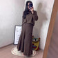 💖Set din două piese pentru femei cu bluză cu gât rotund și fustă plisată