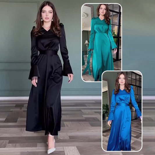 👗Rochie elegantă Maxi pentru femei cu centură de legare la talie