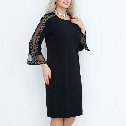 💖[S-4XL]Rochie elegantă patchwork cu mânecă evazată