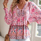 💖Moda femeilor imprimate V-Neck Long Sleeve Shirt