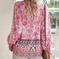 💖Moda femeilor imprimate V-Neck Long Sleeve Shirt