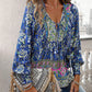 💖Moda femeilor imprimate V-Neck Long Sleeve Shirt