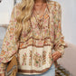 💖Moda femeilor imprimate V-Neck Long Sleeve Shirt