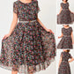 💃Rochie din sifon floral cu curea albă delicată