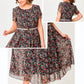 💃Rochie din sifon floral cu curea albă delicată