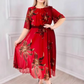 🌼Rochie midi cu imprimeu retro și mâneci 3/4