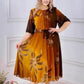 🌼Rochie midi cu imprimeu retro și mâneci 3/4