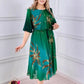 🌼Rochie midi cu imprimeu retro și mâneci 3/4