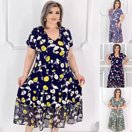 🌸Rochii la modă pentru femei cu decolteu în V și imprimeu floral