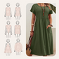 【S-4XL】👗Rochie plisată pentru femei cu mâneci scurte și buzunare