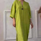 👗Bumbac respirabil in 7/10 maneca V-Neck rochie