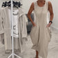 👗Rochie dreaptă din in fără mâneci, cu buzunare