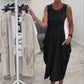 👗Rochie dreaptă din in fără mâneci, cu buzunare