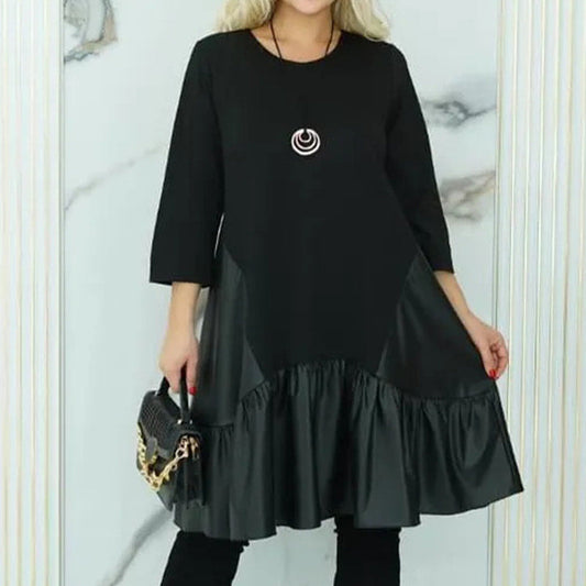 【S-4XL】👗Rochie pentru femei cu gât rotund și tiv plisat