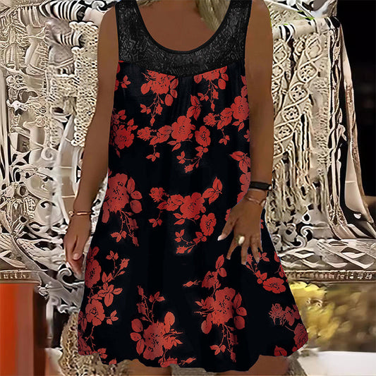 Rochie lejeră fără mâneci cu dantelă patchwork