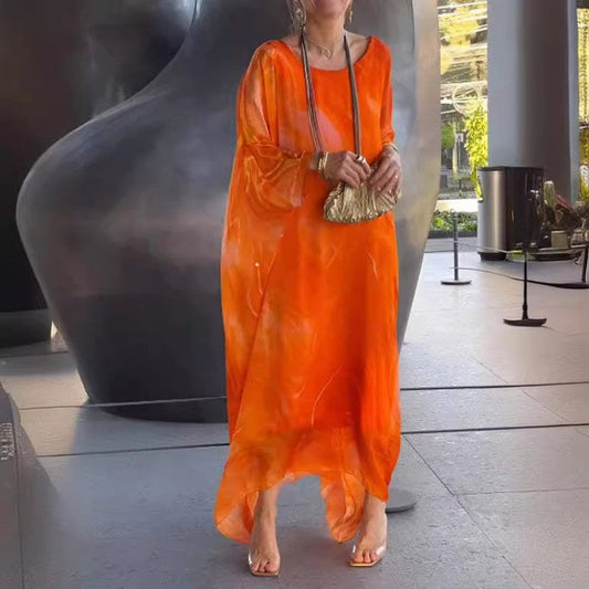 🔥 HOT SALE🔥Rochie elegantă din șifon cu imprimeu marmorat