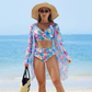 🏖️👙 Costum de baie imprimat sexy pentru femei, set de 3 piese