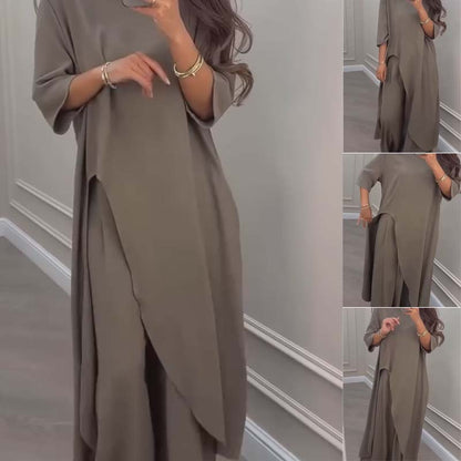 Set femei top + pantaloni | Tăietură modernă | Culori unitone