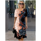 ⏳Ultima zi de vânzare 20% reducere👗Femei de vară florale imprimare rotund gât rochie cu mânecă scurtă