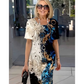 ⏳Ultima zi de vânzare 20% reducere👗Femei de vară florale imprimare rotund gât rochie cu mânecă scurtă